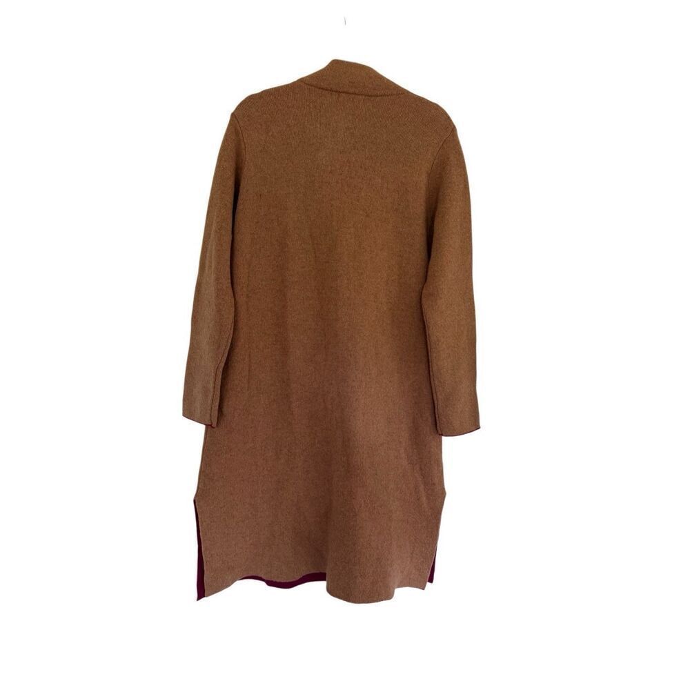 A. IDA Womens Tan Pink Italian Wool Blend Longline Sweater Jacket Size Large - Picture 8 of 14